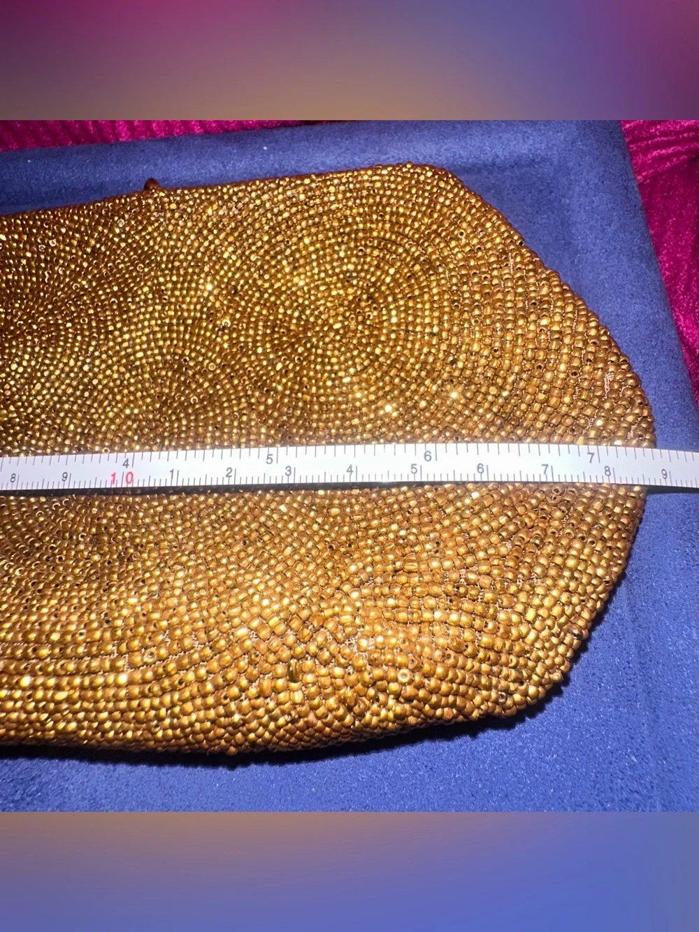 VTG 1950s Saks Fifth Avenue Gold Beaded Clutch Made in Belgium